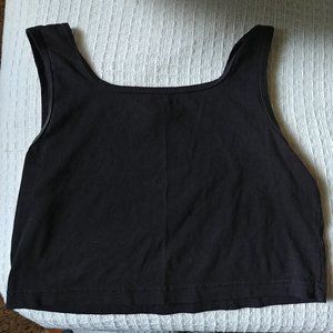 Los Angeles Apparel Black Garment Dye Crop Tank, M